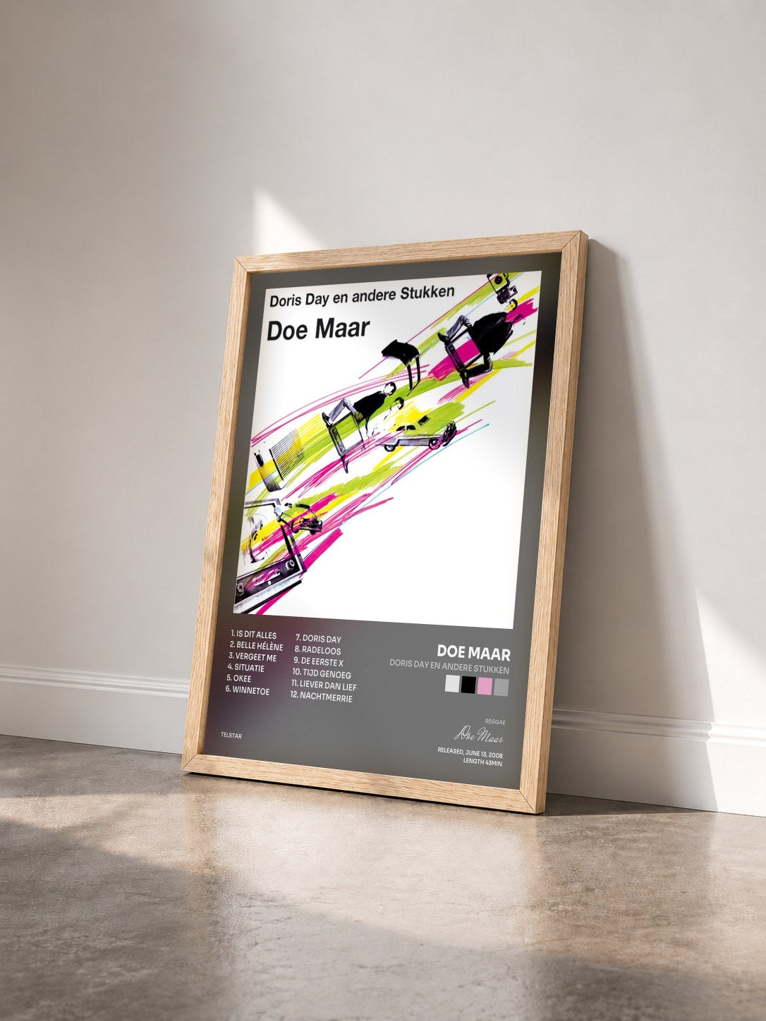 #bois Tableau de l'album Doris Day en Andere Stukken de Doe Maar vu de trois quarts, cadre en bois brut