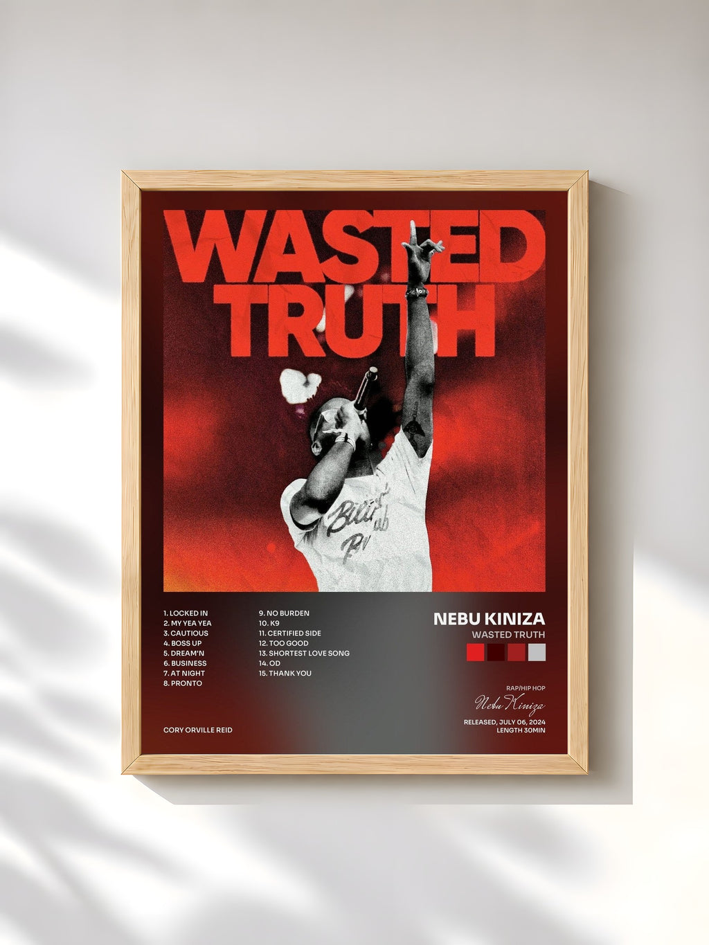 #bois Tableau de l'album Wasted Truth de Nebu Kiniza, cadre en bois brut, imprimé et encadré en France