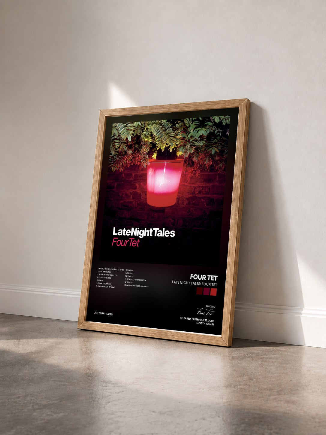 #bois Tableau de l'album Late Night Tales: Four Tet de Four Tet vu de trois quarts, cadre en bois brut