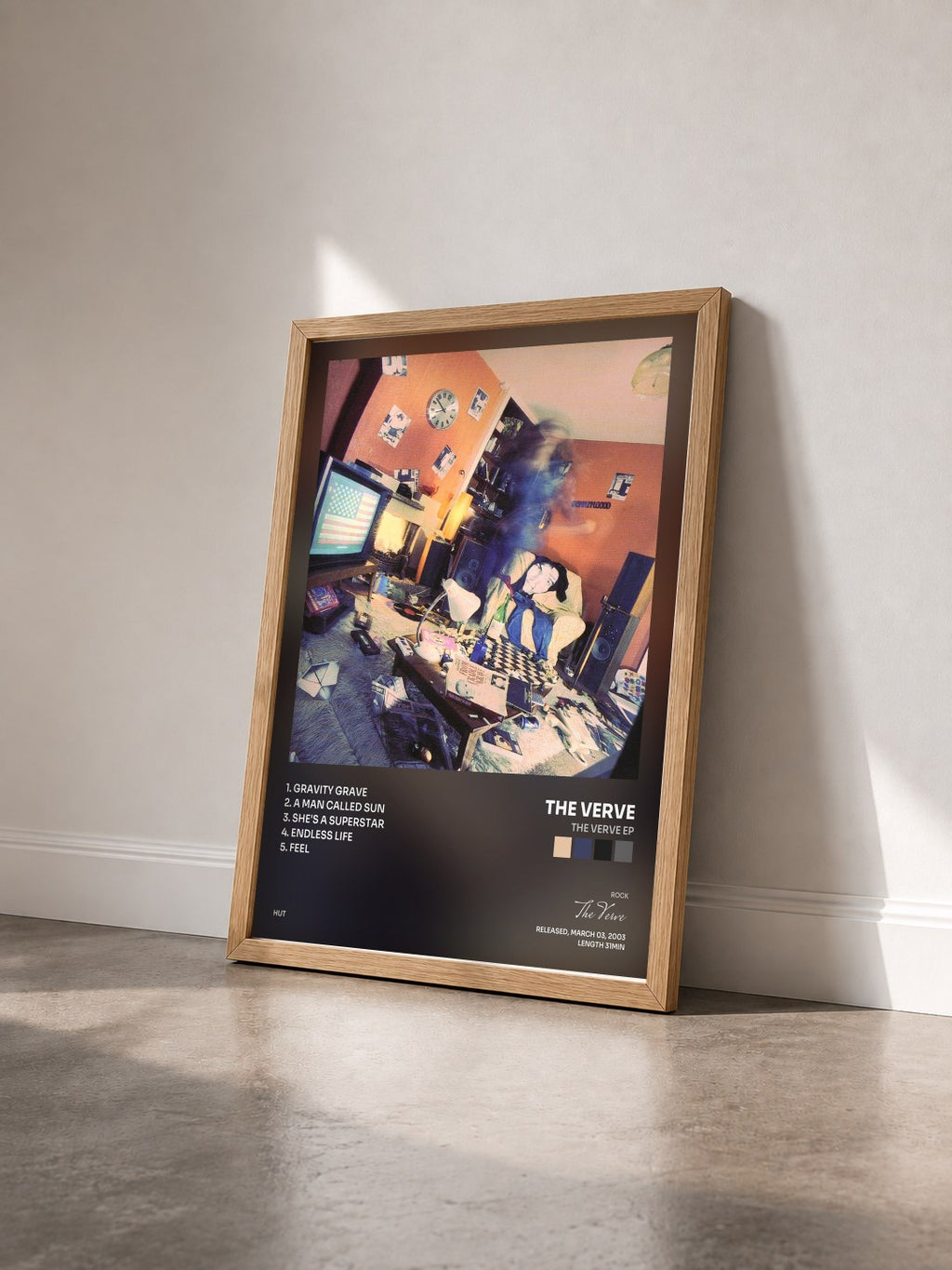 #bois Tableau de l'album The Verve EP de The Verve vu de trois quarts, cadre en bois brut