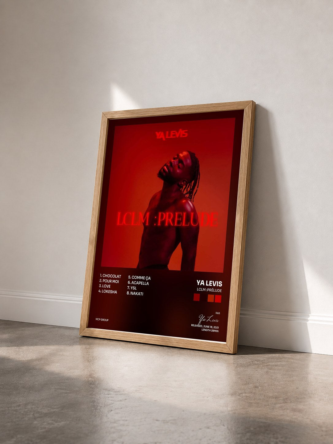 #bois Tableau de l'album LCLM :Prélude de Ya Levis vu de trois quarts, cadre en bois brut