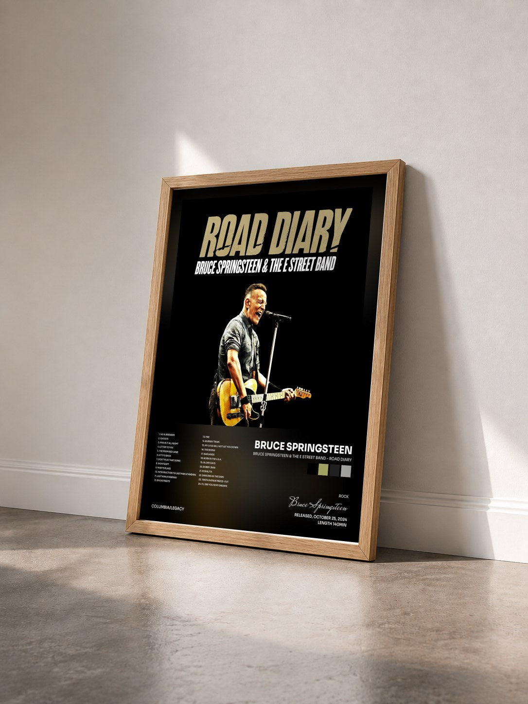 #bois Tableau de l'album Bruce Springsteen & The E Street Band - Road Diary de Bruce Springsteen vu de trois quarts, cadre en bois brut
