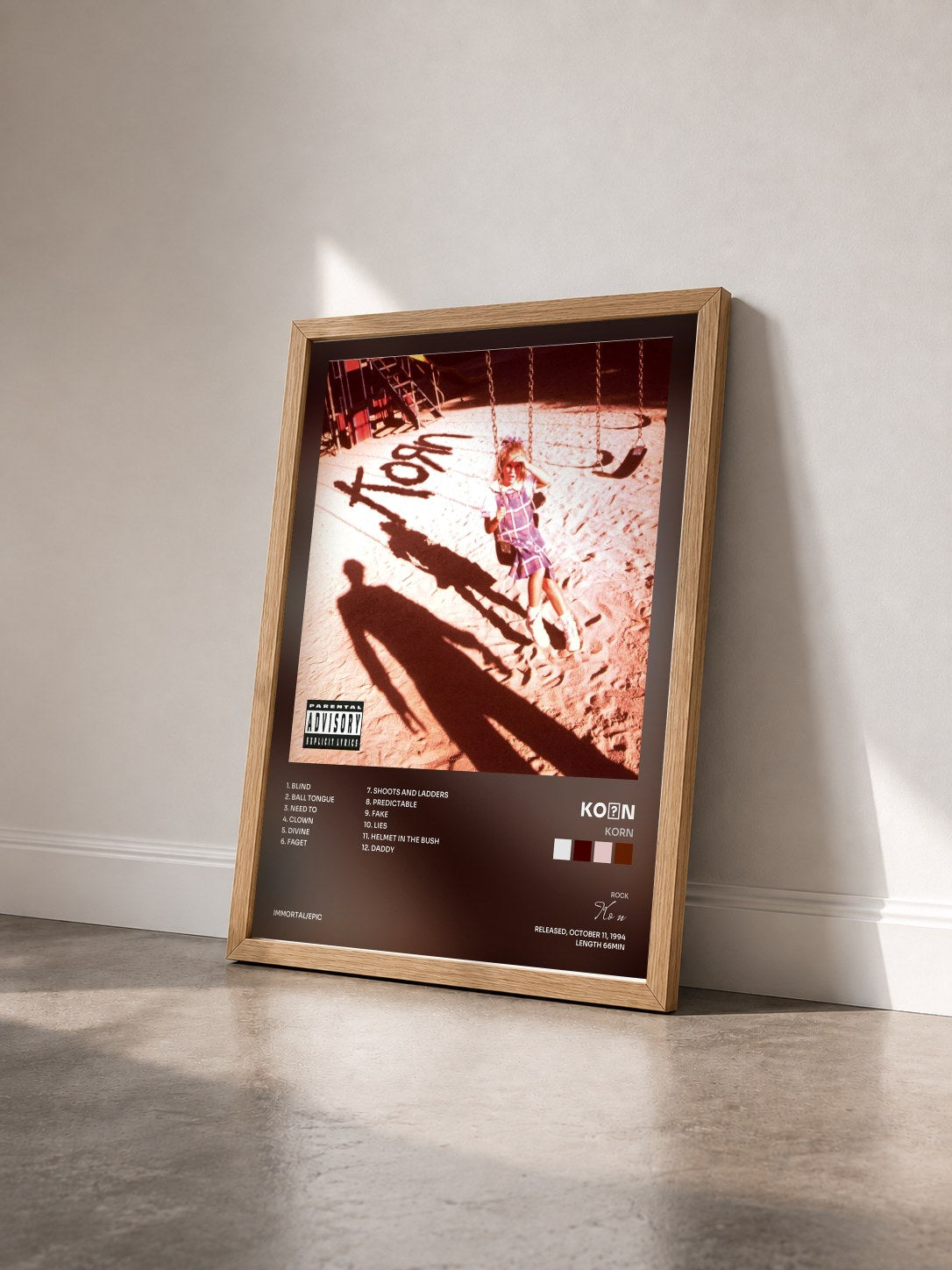 #bois Tableau de l'album Korn de KoЯn vu de trois quarts, cadre en bois brut
