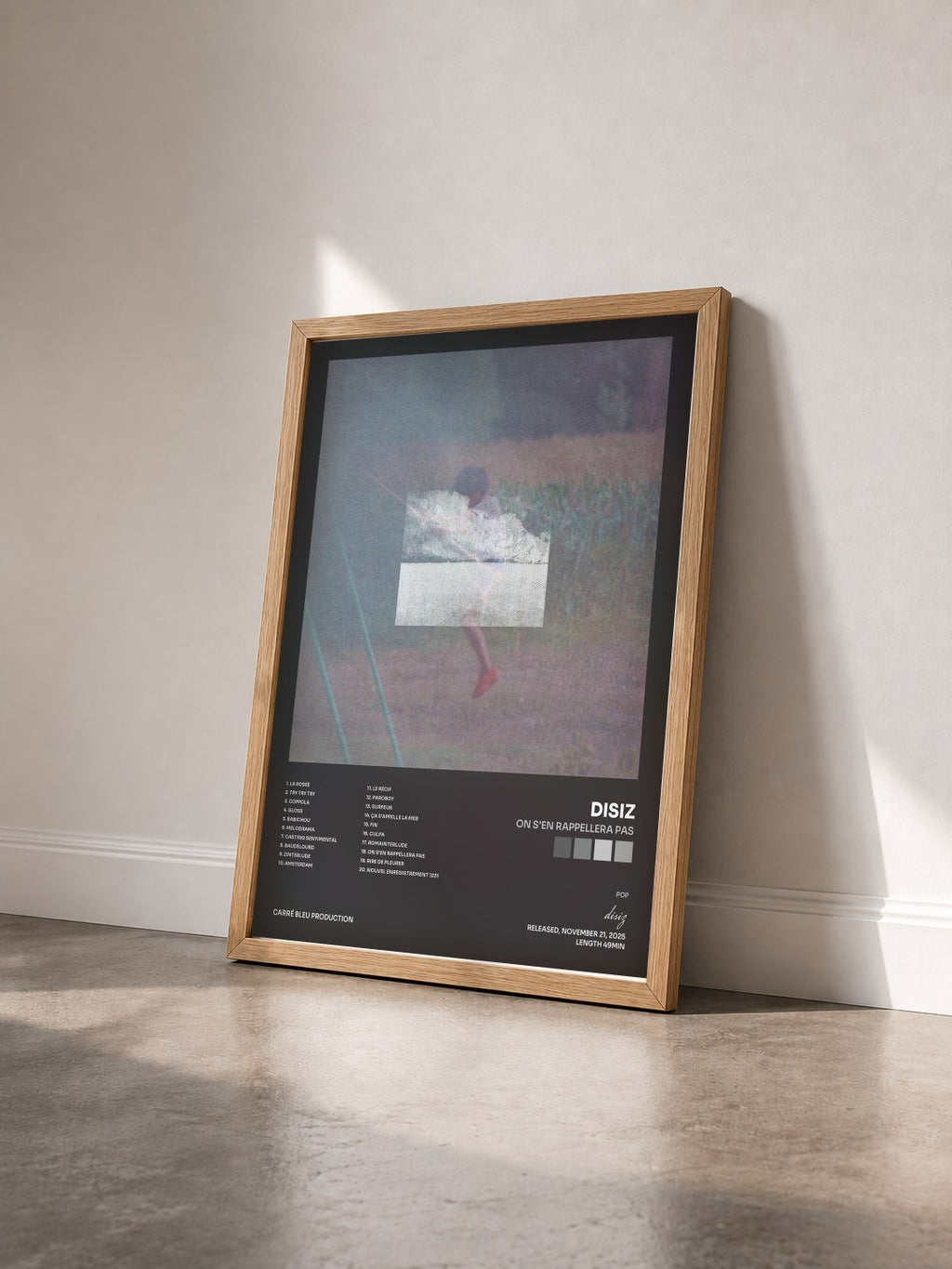 #bois Tableau de l'album on s'en rappellera pas de disiz vu de trois quarts, cadre en bois brut