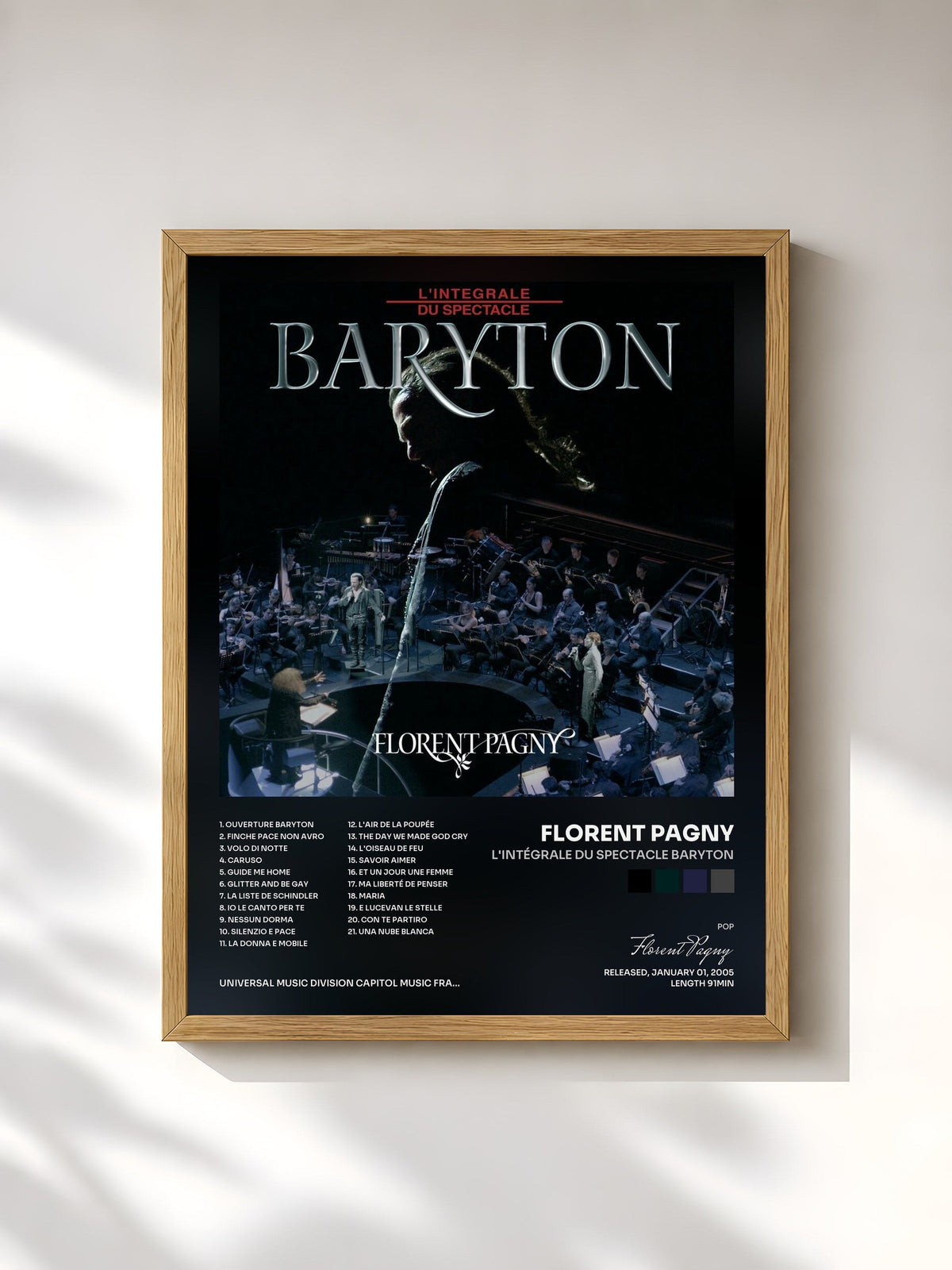 #bois Tableau de l'album L'Intégrale Du Spectacle Baryton de Florent Pagny, cadre en bois brut, imprimé et encadré en France