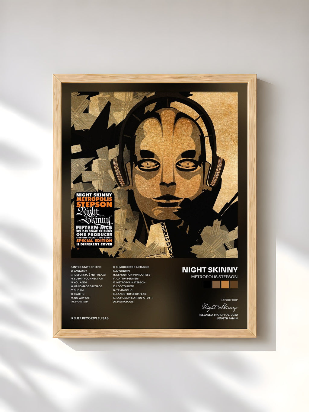 #bois Tableau de l'album Metropolis Stepson de Night Skinny, cadre en bois brut, imprimé et encadré en France
