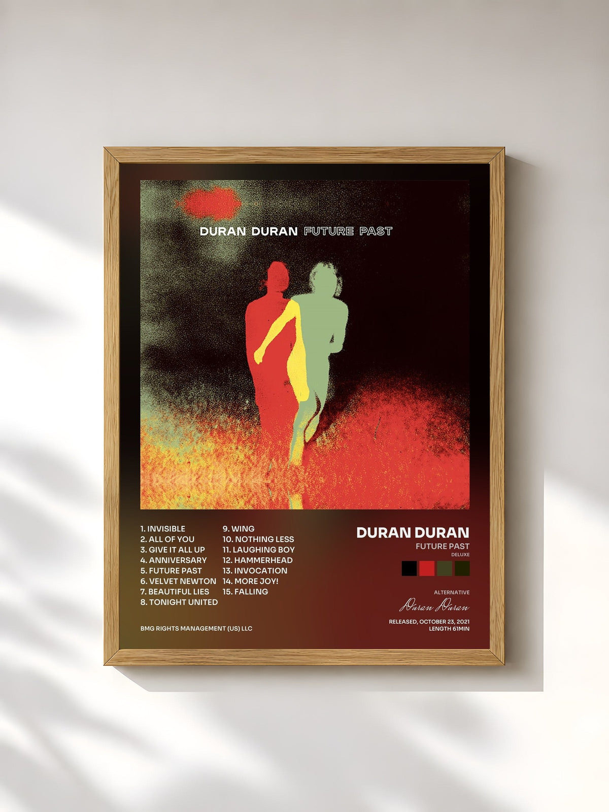 #bois Tableau de l'album FUTURE PAST (Deluxe) de Duran Duran, cadre en bois brut, imprimé et encadré en France
