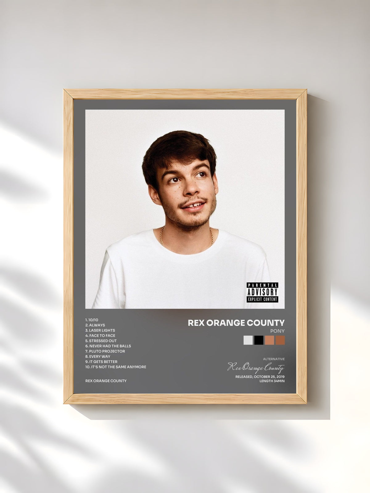 #bois Tableau de l'album Pony de Rex Orange County, cadre en bois brut, imprimé et encadré en France