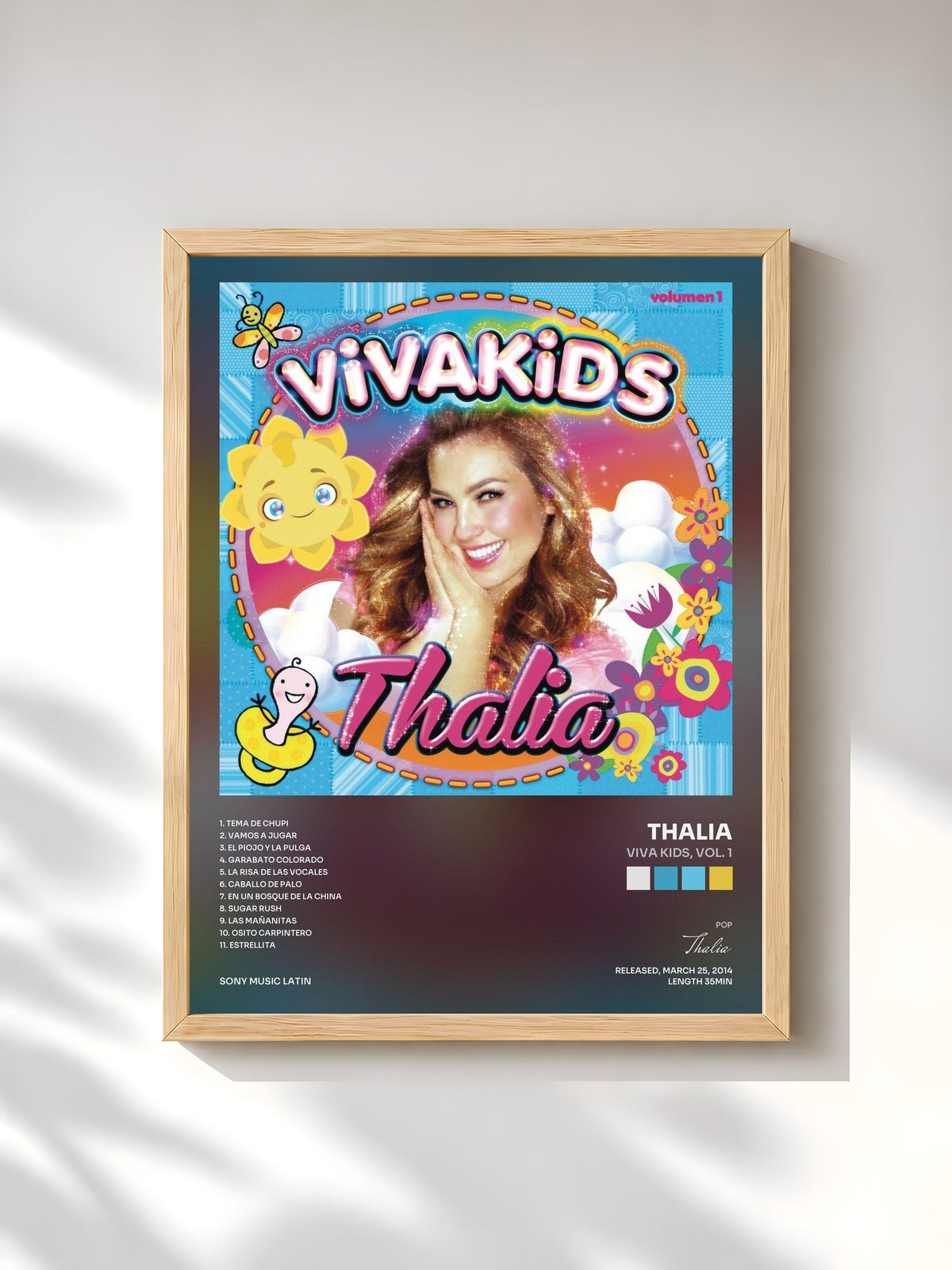 #bois Tableau de l'album Viva Kids, Vol. 1 de Thalia, cadre en bois brut, imprimé et encadré en France