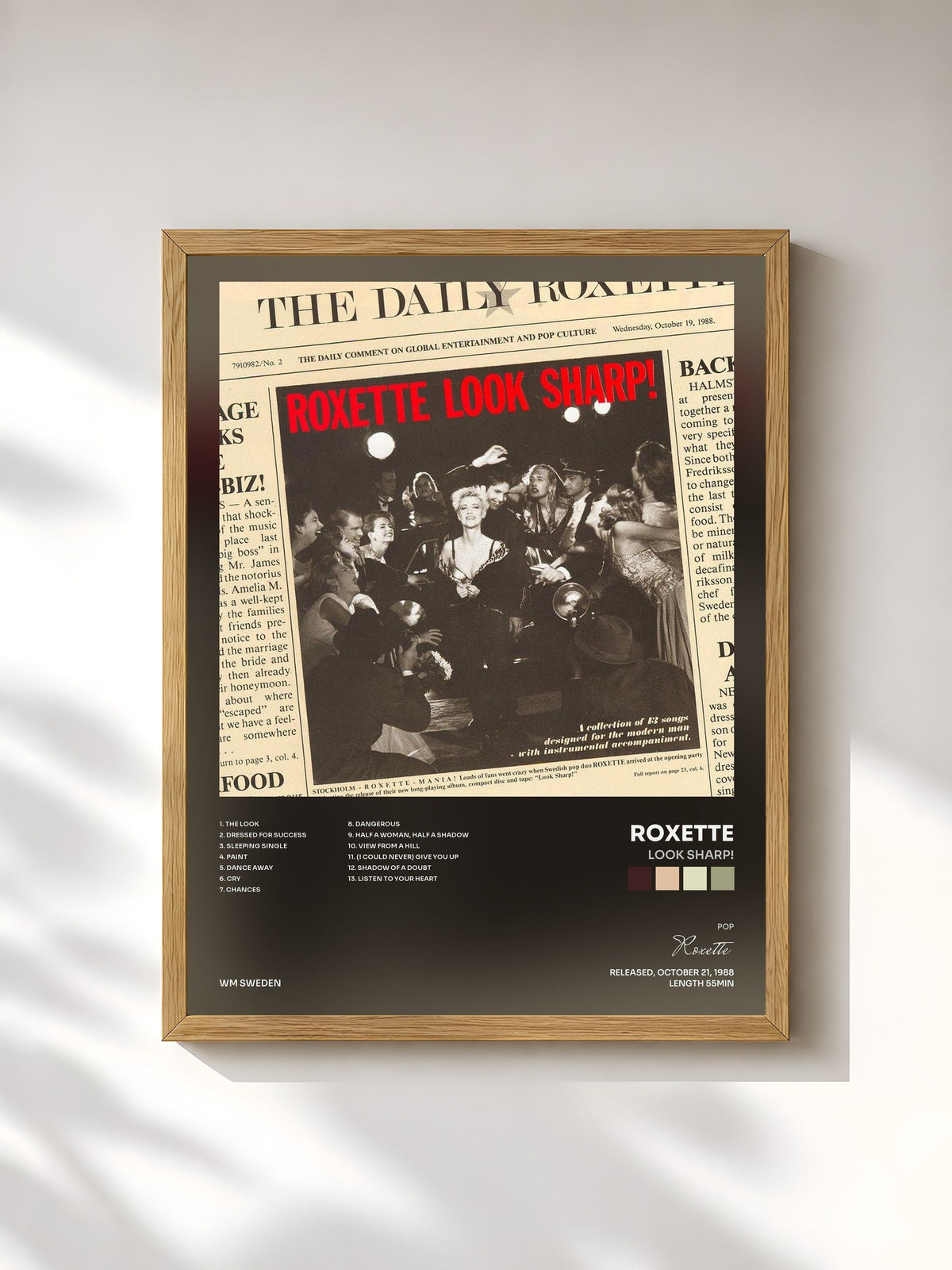 #bois Tableau de l'album Look Sharp! de Roxette, cadre en bois brut, imprimé et encadré en France