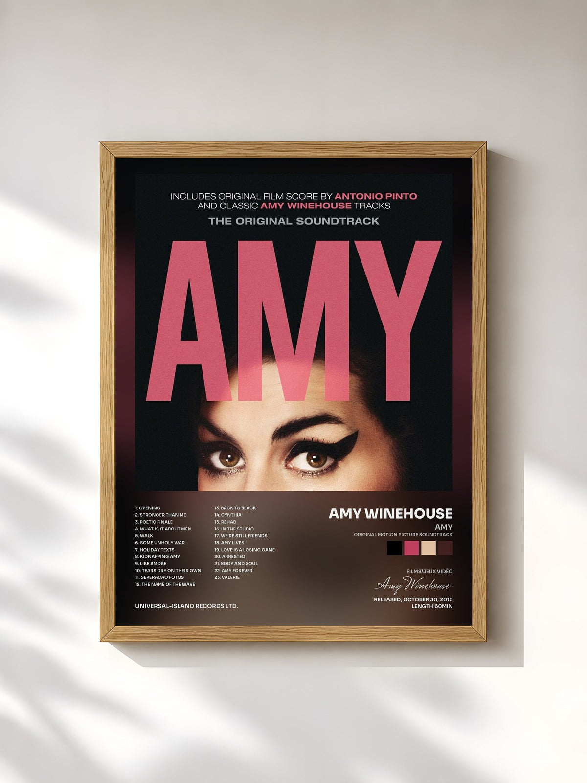#bois Tableau de l'album AMY (Original Motion Picture Soundtrack) de Amy Winehouse, cadre en bois brut, imprimé et encadré en France