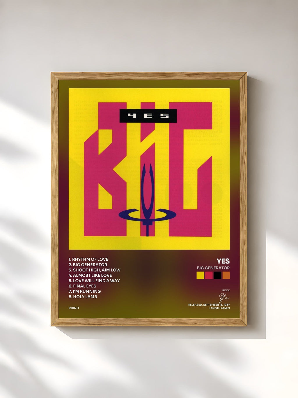 #bois Tableau de l'album Big Generator de Yes, cadre en bois brut, imprimé et encadré en France