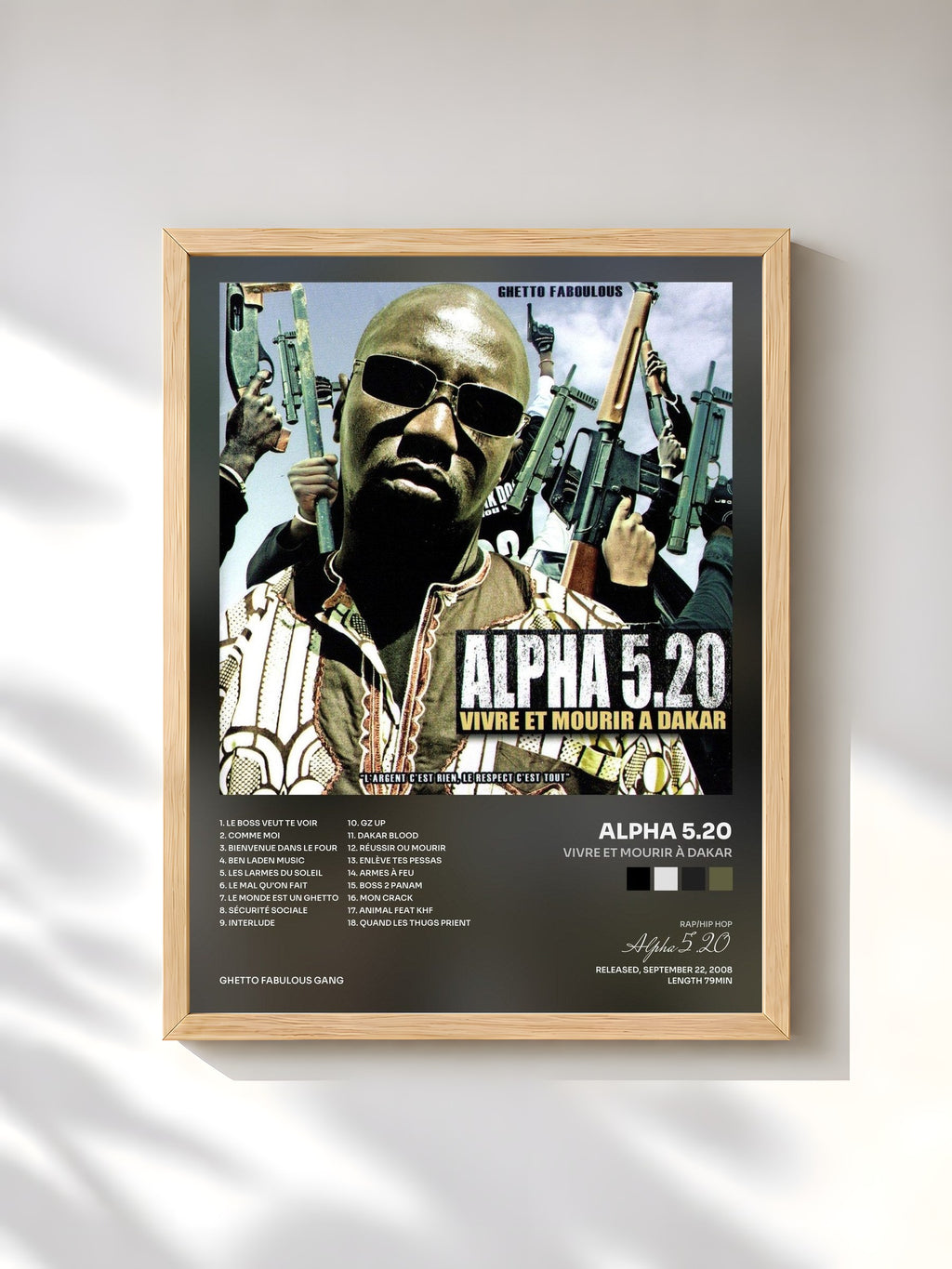 #bois Tableau de l'album Vivre et mourir à Dakar de Alpha 5.20, cadre en bois brut, imprimé et encadré en France