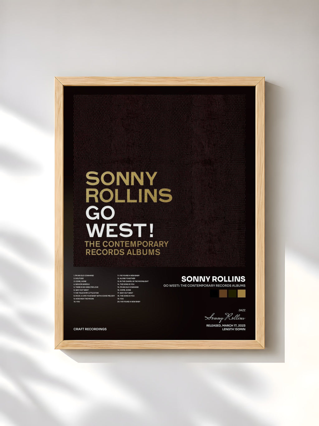 #bois Tableau de l'album Go West!: The Contemporary Records Albums de Sonny Rollins, cadre en bois brut, imprimé et encadré en France
