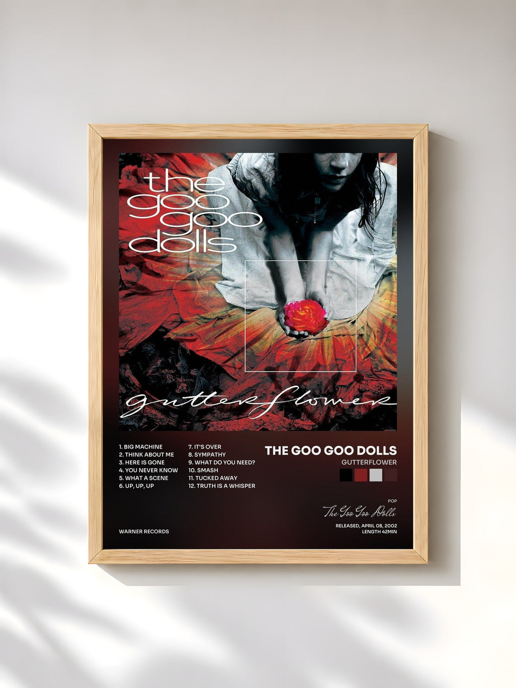 #bois Tableau de l'album Gutterflower de The Goo Goo Dolls, cadre en bois brut, imprimé et encadré en France