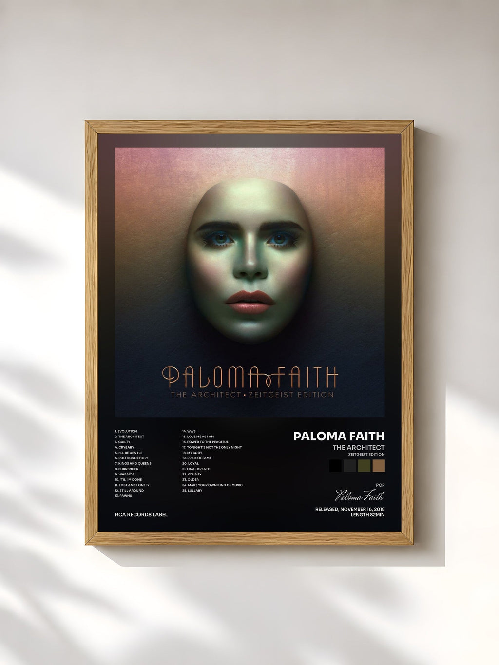 #bois Tableau de l'album The Architect (Zeitgeist Edition) de Paloma Faith, cadre en bois brut, imprimé et encadré en France