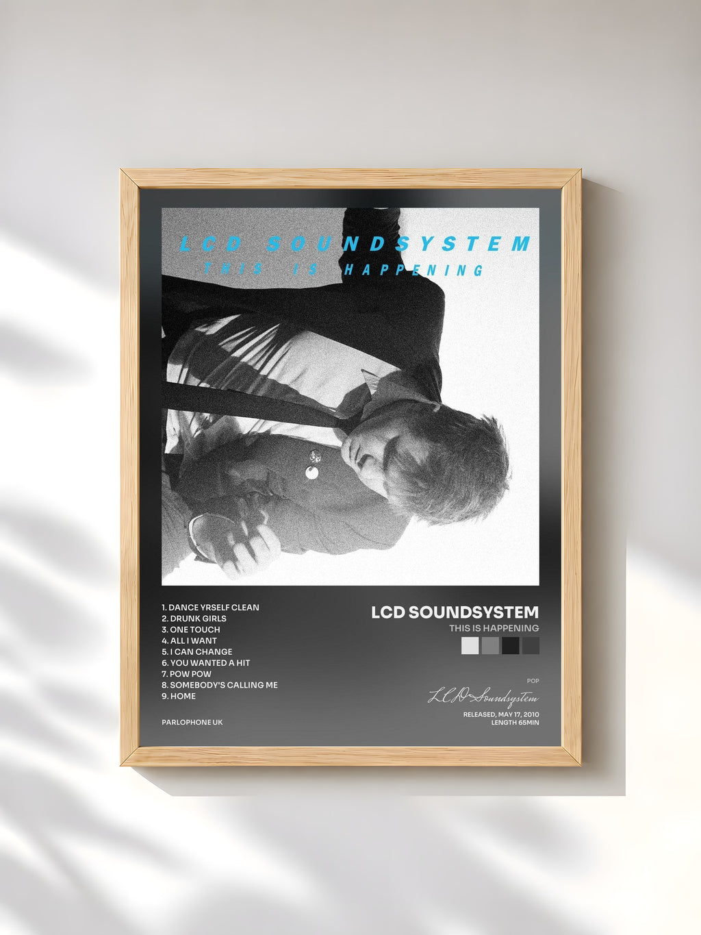 #bois Tableau de l'album This Is Happening de LCD Soundsystem, cadre en bois brut, imprimé et encadré en France