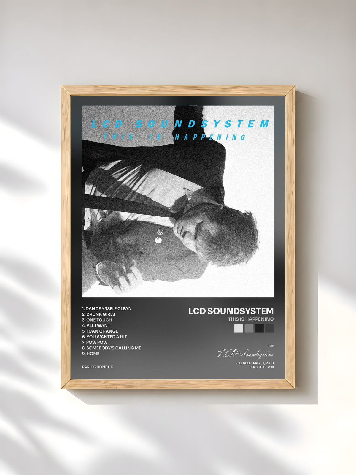 #bois Tableau de l'album This Is Happening de LCD Soundsystem, cadre en bois brut, imprimé et encadré en France