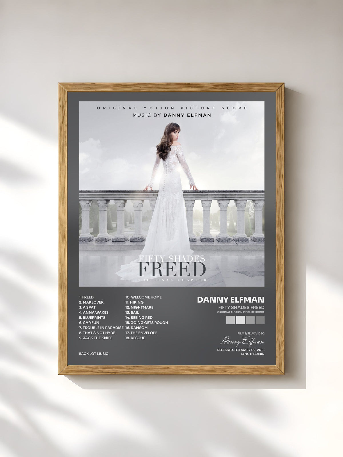 #bois Tableau de l'album Fifty Shades Freed (Original Motion Picture Score) de Danny Elfman, cadre en bois brut, imprimé et encadré en France