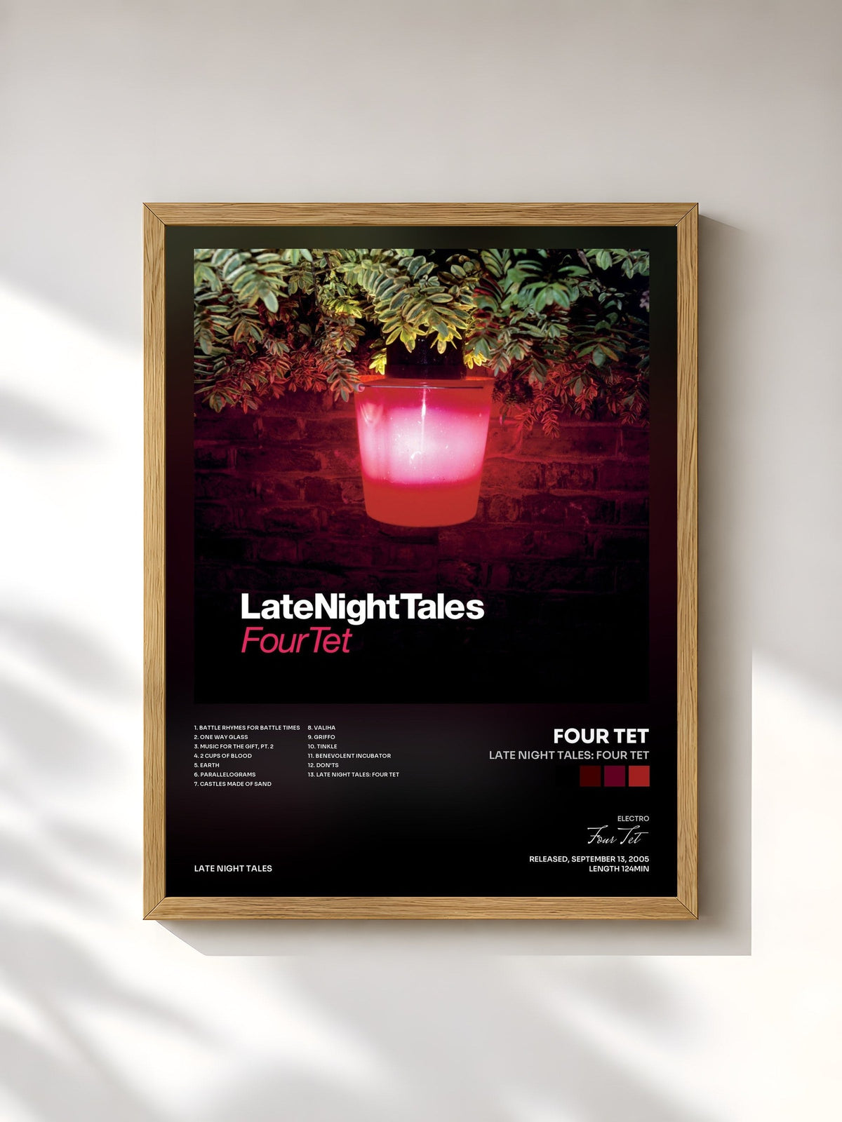 #bois Tableau de l'album Late Night Tales: Four Tet de Four Tet, cadre en bois brut, imprimé et encadré en France
