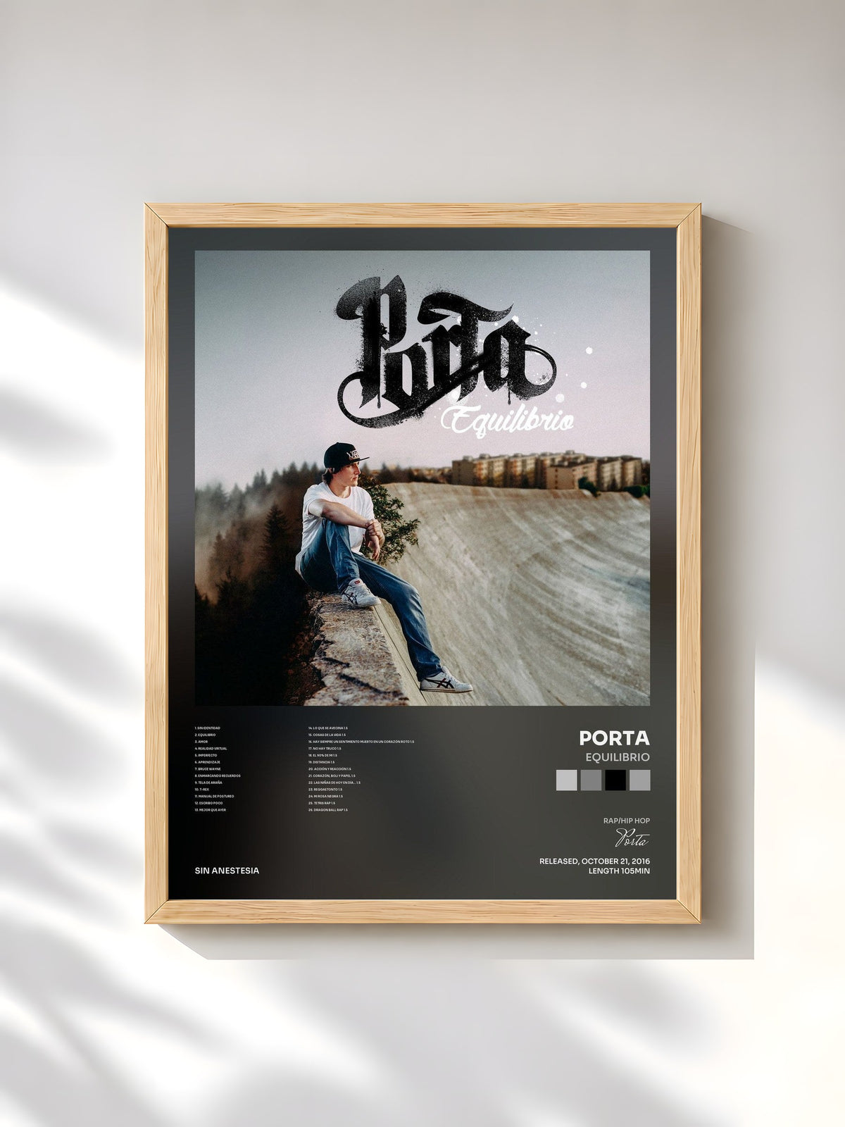 #bois Tableau de l'album Equilibrio de Porta, cadre en bois brut, imprimé et encadré en France