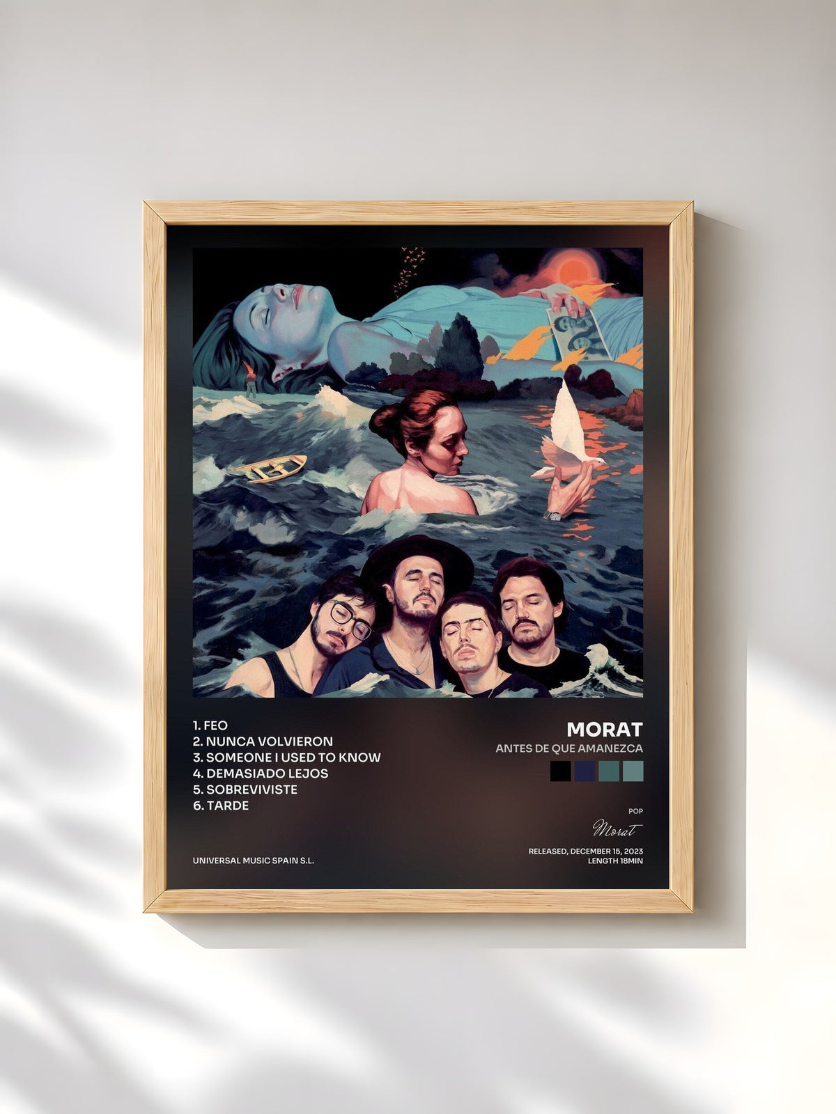 #bois Tableau de l'album Antes De Que Amanezca de Morat, cadre en bois brut, imprimé et encadré en France