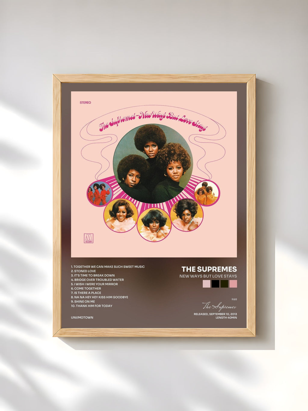 #bois Tableau de l'album New Ways But Love Stays de The Supremes, cadre en bois brut, imprimé et encadré en France