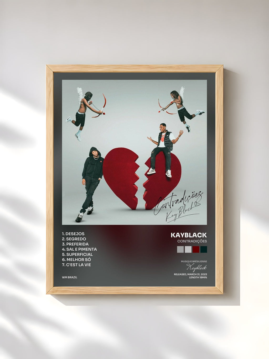 #bois Tableau de l'album Contradições de Kayblack, cadre en bois brut, imprimé et encadré en France