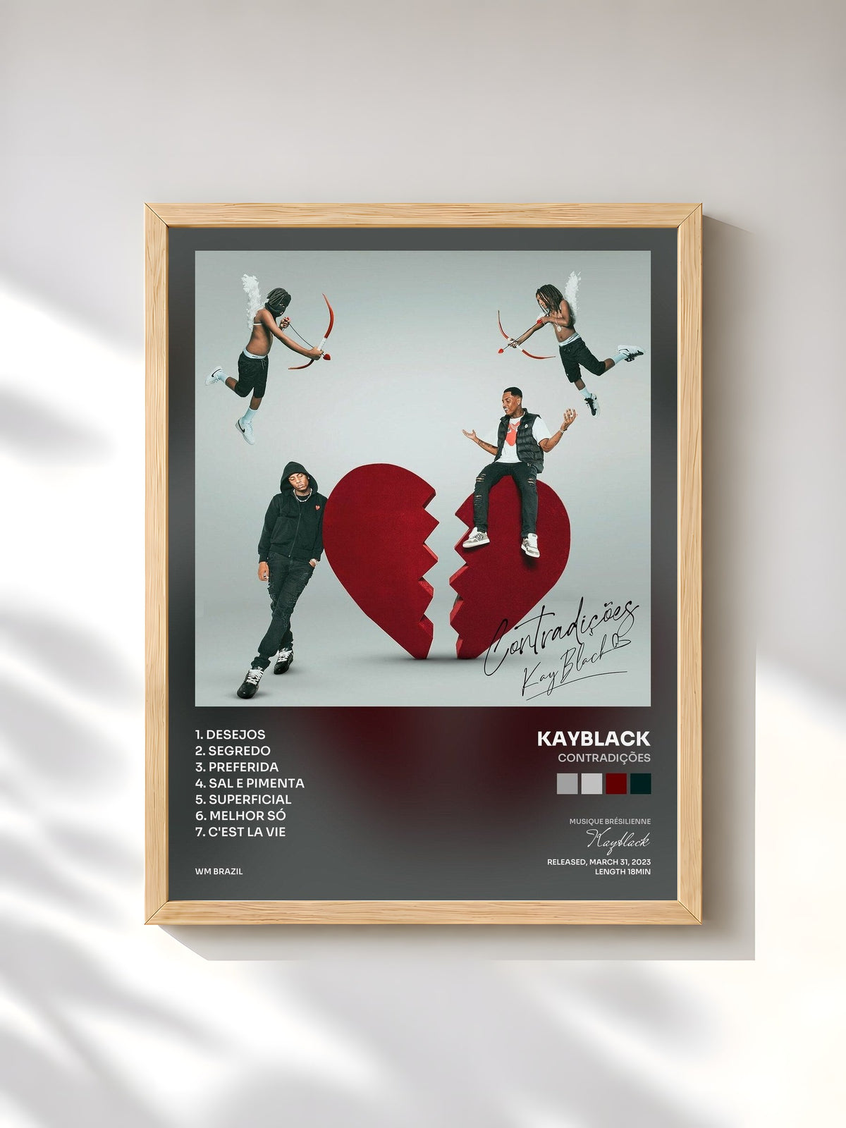 #bois Tableau de l'album Contradições de Kayblack, cadre en bois brut, imprimé et encadré en France