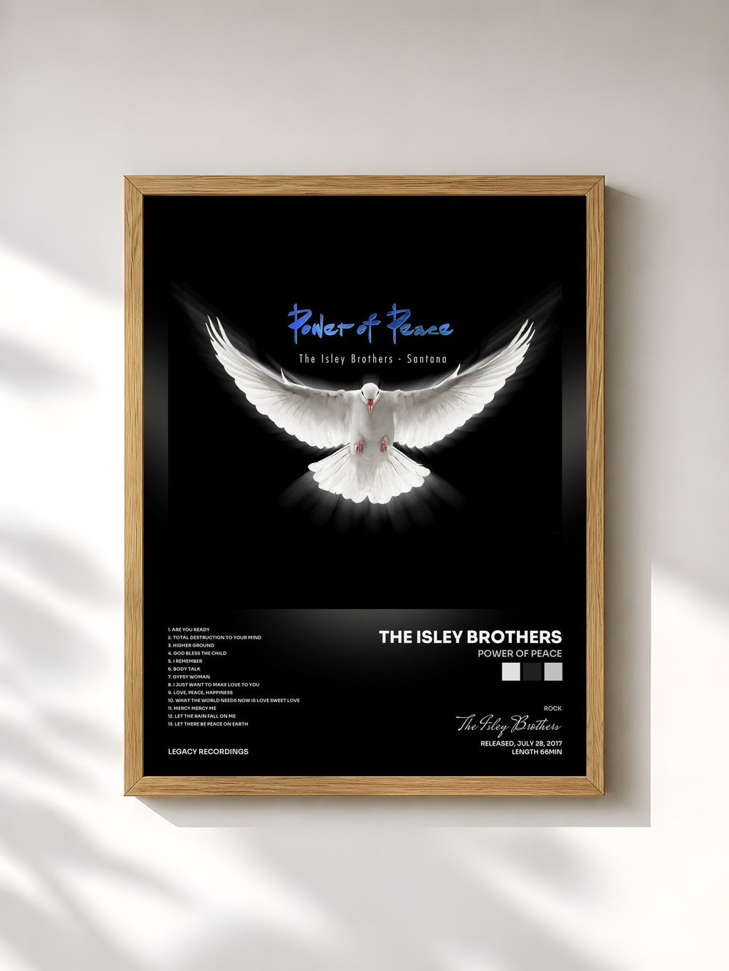 #bois Tableau de l'album Power Of Peace de The Isley Brothers, cadre en bois brut, imprimé et encadré en France
