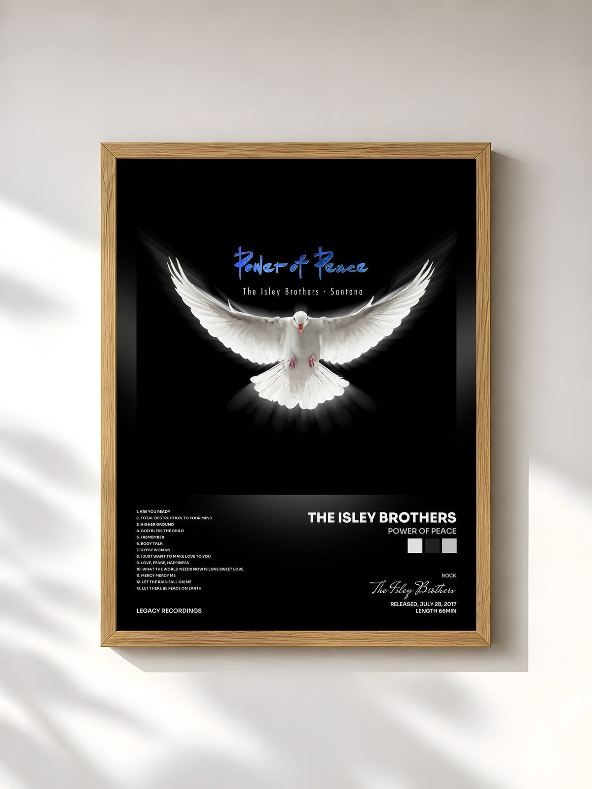 #bois Tableau de l'album Power Of Peace de The Isley Brothers, cadre en bois brut, imprimé et encadré en France