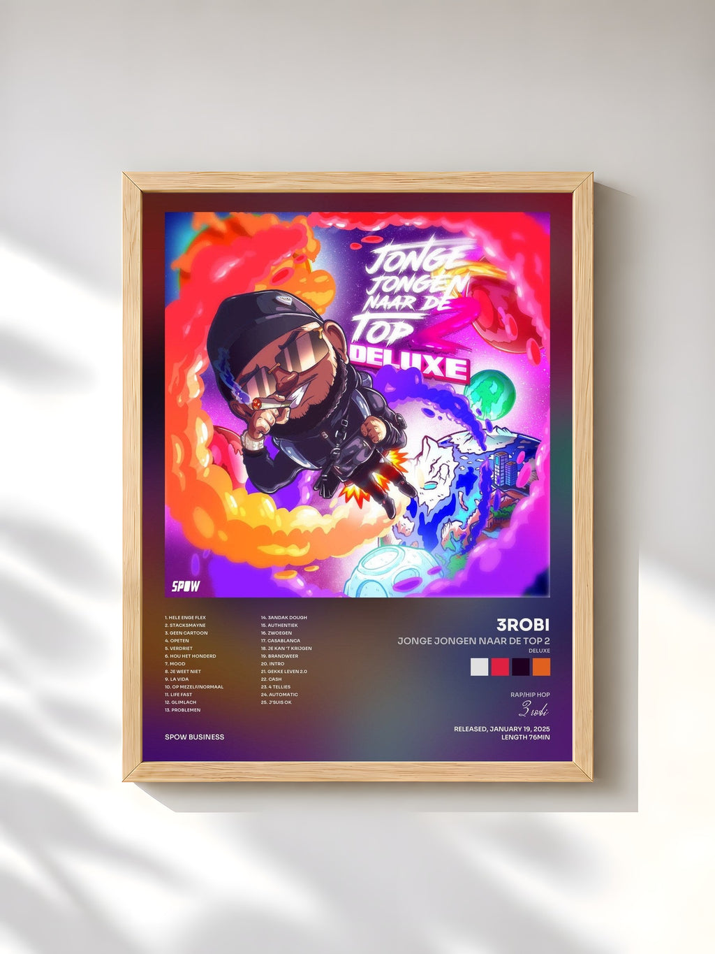 #bois Tableau de l'album Jonge Jongen Naar De Top 2 (Deluxe) de 3robi, cadre en bois brut, imprimé et encadré en France
