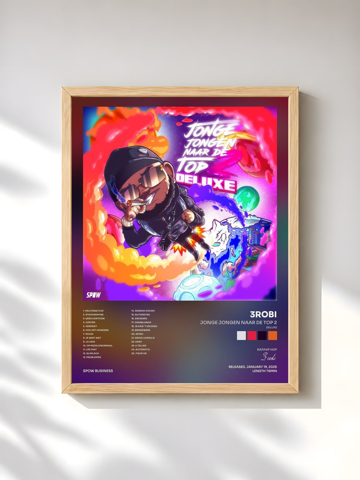 #bois Tableau de l'album Jonge Jongen Naar De Top 2 (Deluxe) de 3robi, cadre en bois brut, imprimé et encadré en France