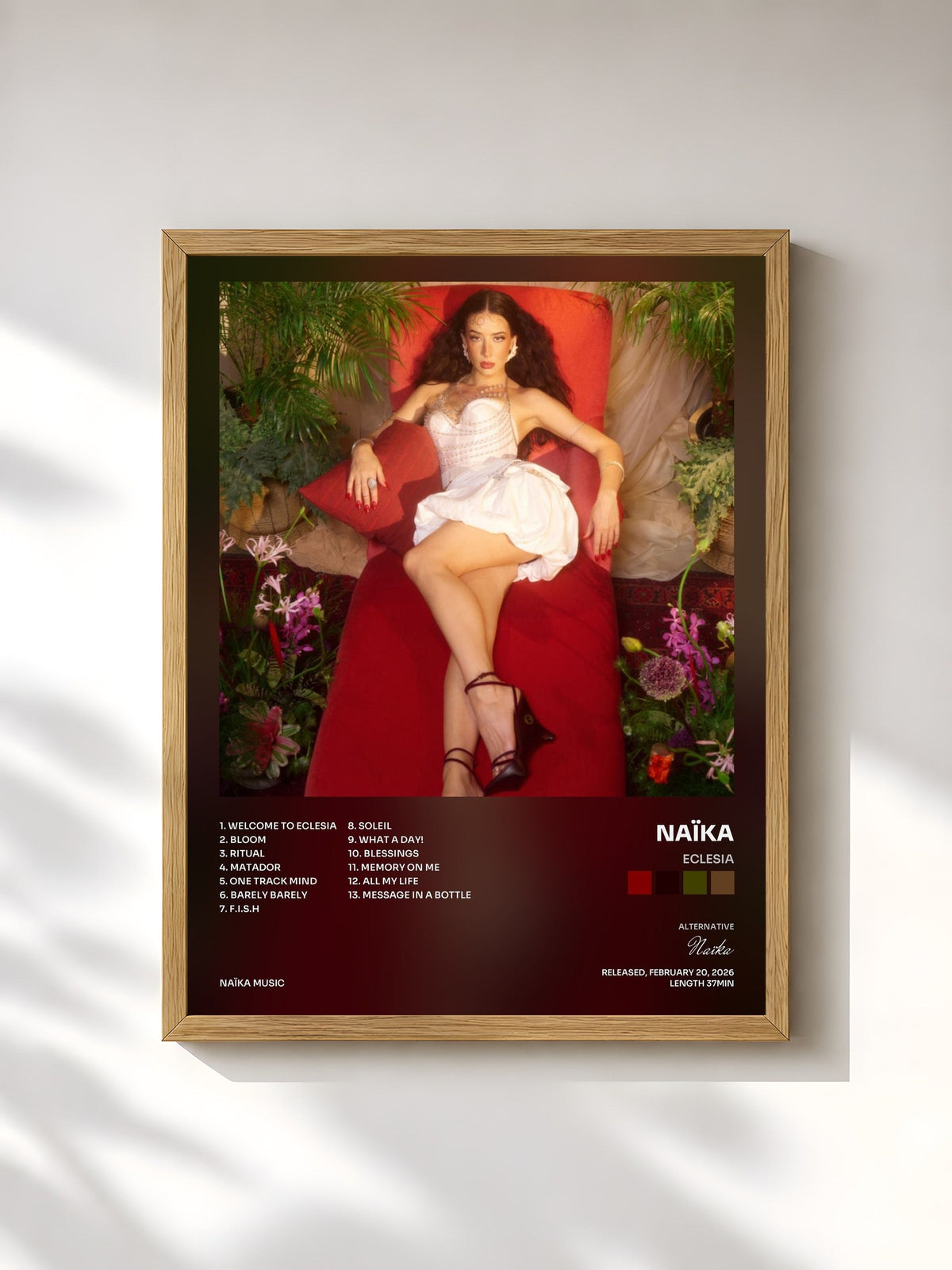 #bois Tableau de l'album ECLESIA de Naïka, cadre en bois brut, imprimé et encadré en France