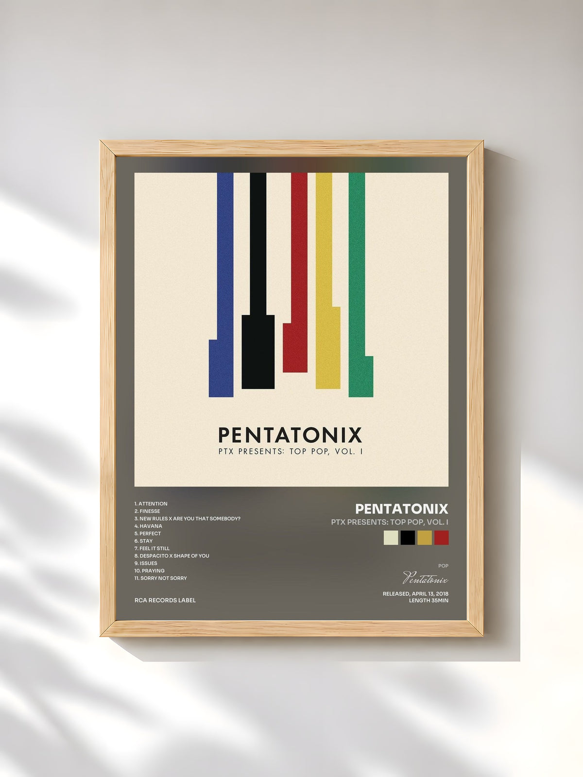 #bois Tableau de l'album PTX Presents: Top Pop, Vol. I de Pentatonix, cadre en bois brut, imprimé et encadré en France