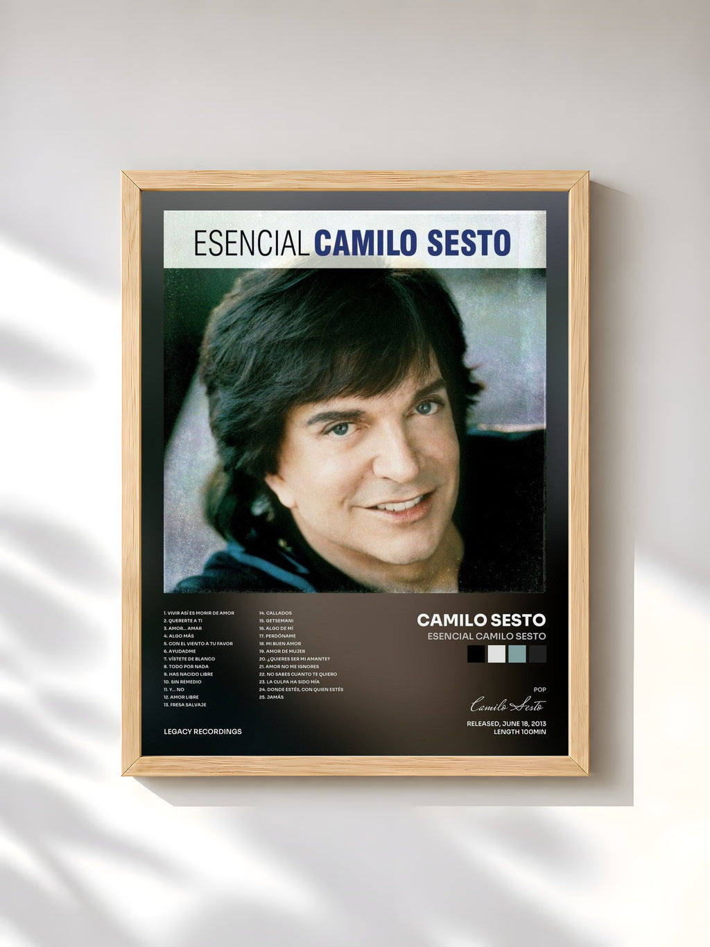 #bois Tableau de l'album Esencial Camilo Sesto de Camilo Sesto, cadre en bois brut, imprimé et encadré en France