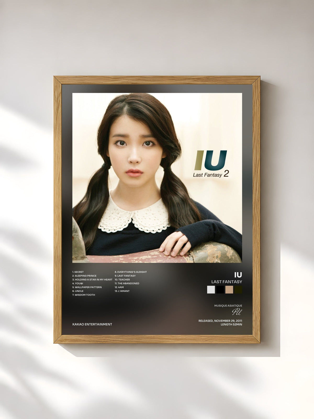 #bois Tableau de l'album Last Fantasy de IU, cadre en bois brut, imprimé et encadré en France