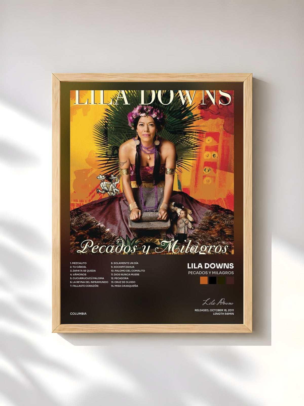 #bois Tableau de l'album Pecados Y Milagros de Lila Downs, cadre en bois brut, imprimé et encadré en France