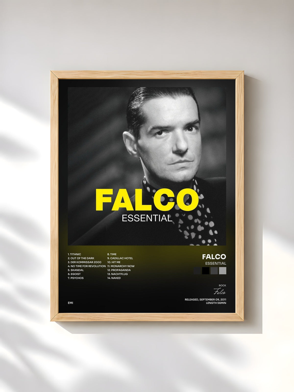 #bois Tableau de l'album Essential de Falco, cadre en bois brut, imprimé et encadré en France
