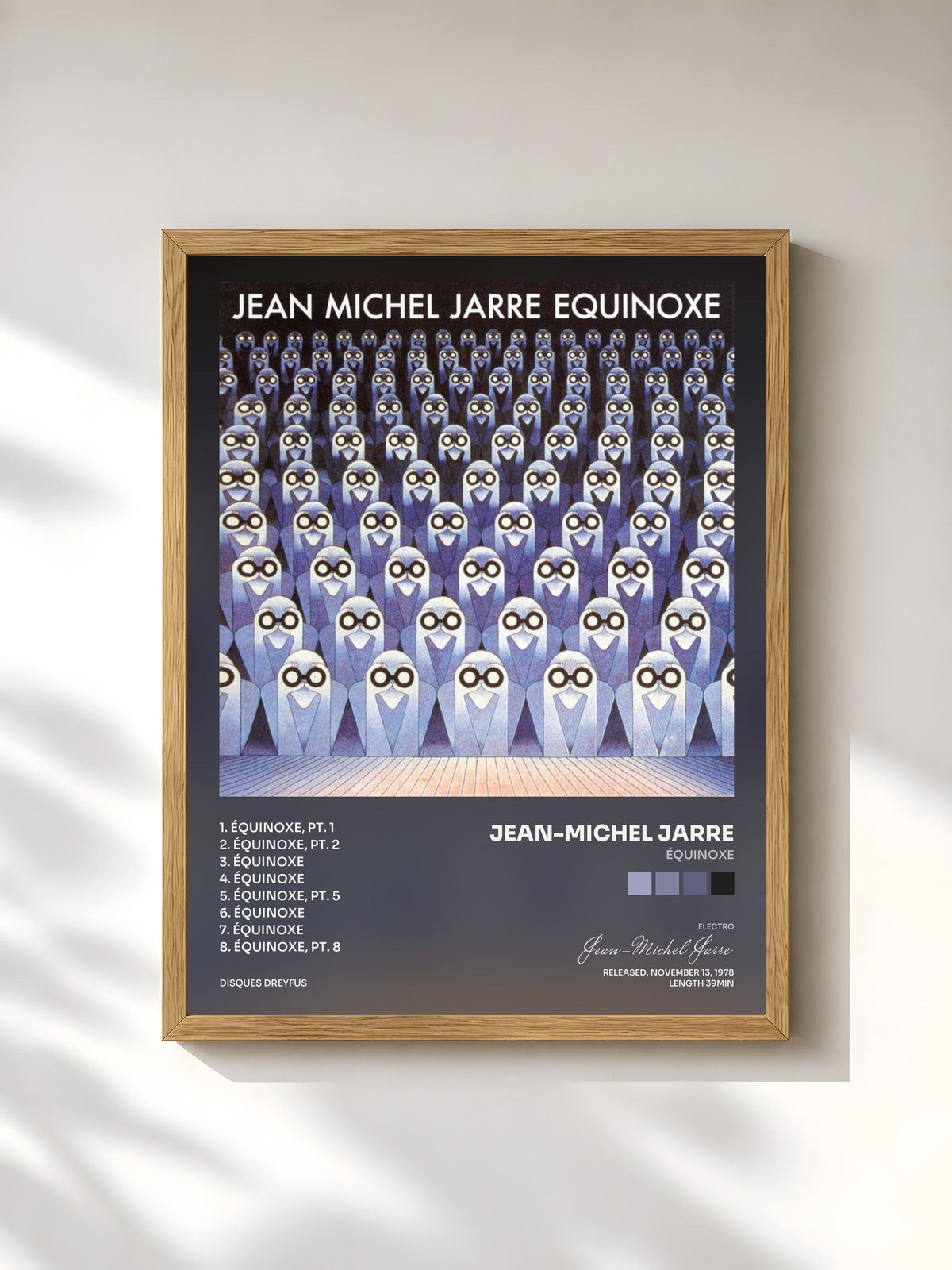 #bois Tableau de l'album Équinoxe de Jean-Michel Jarre, cadre en bois brut, imprimé et encadré en France
