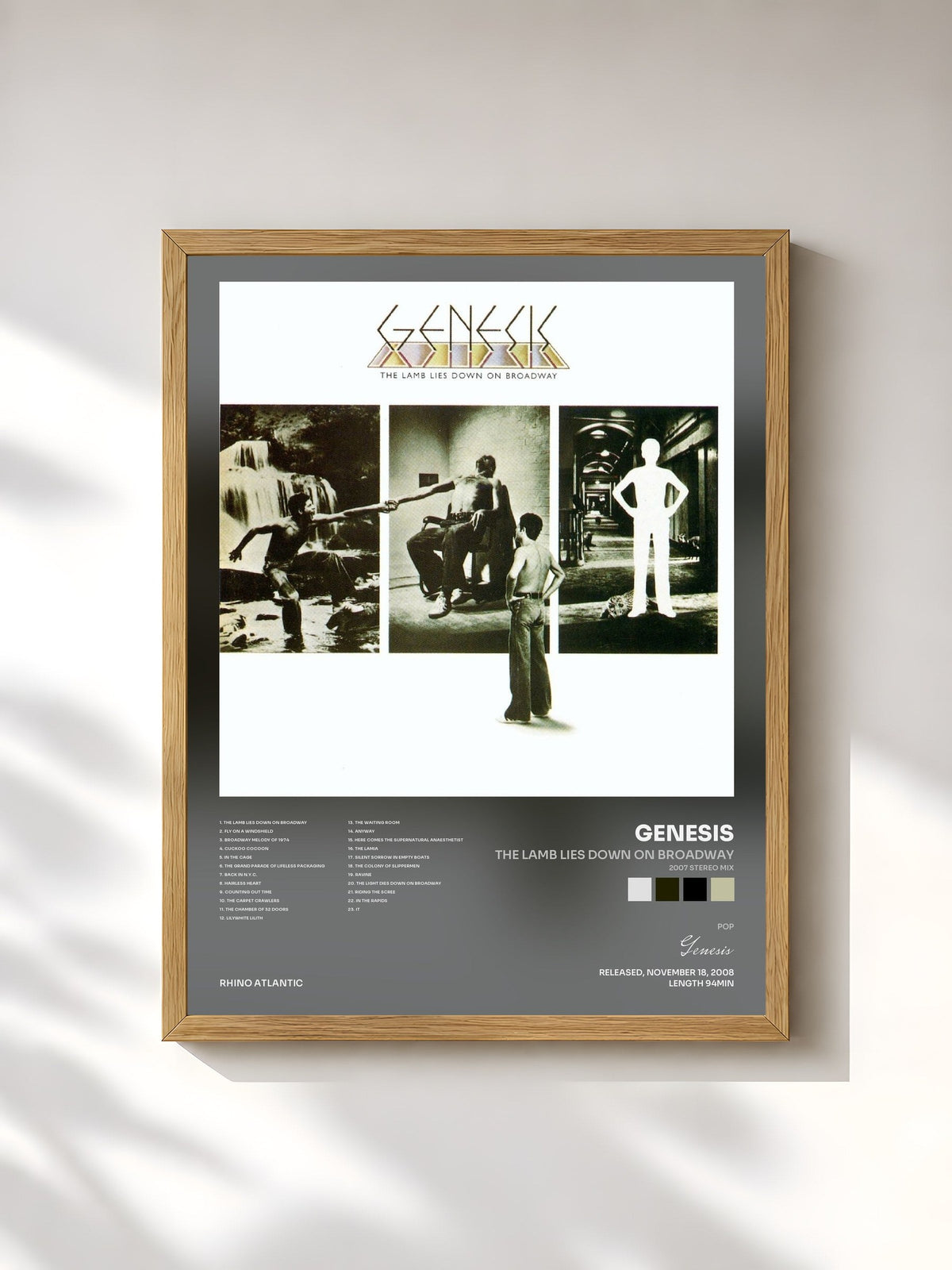 #bois Tableau de l'album The Lamb Lies Down on Broadway (2007 Stereo Mix) de Genesis, cadre en bois brut, imprimé et encadré en France