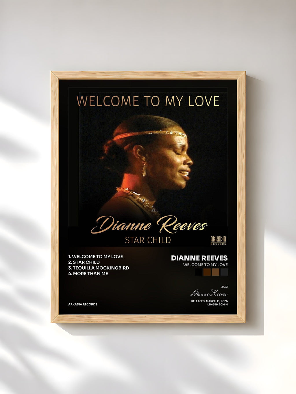 #bois Tableau de l'album Welcome To My Love de Dianne Reeves, cadre en bois brut, imprimé et encadré en France