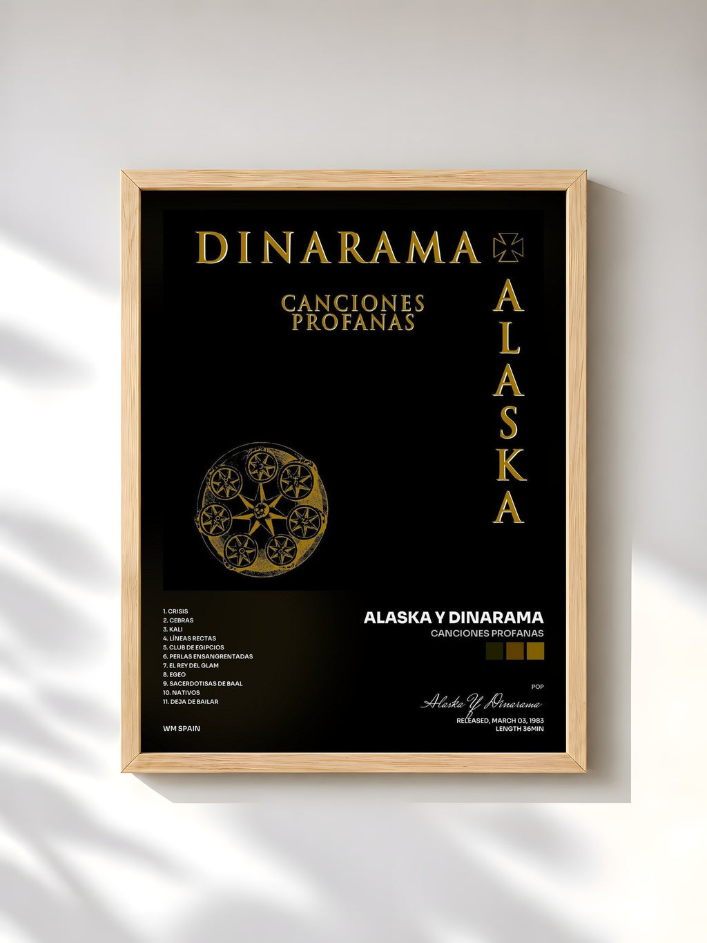 #bois Tableau de l'album Canciones Profanas de Alaska Y Dinarama, cadre en bois brut, imprimé et encadré en France