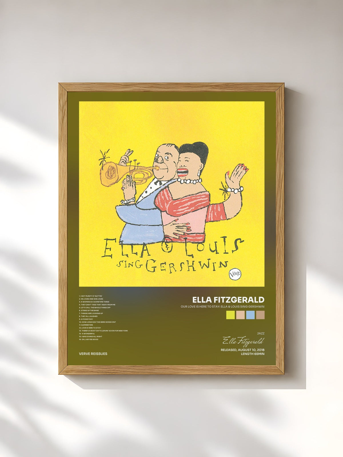 #bois Tableau de l'album Our Love Is Here To Stay: Ella & Louis Sing Gershwin de Ella Fitzgerald, cadre en bois brut, imprimé et encadré en France