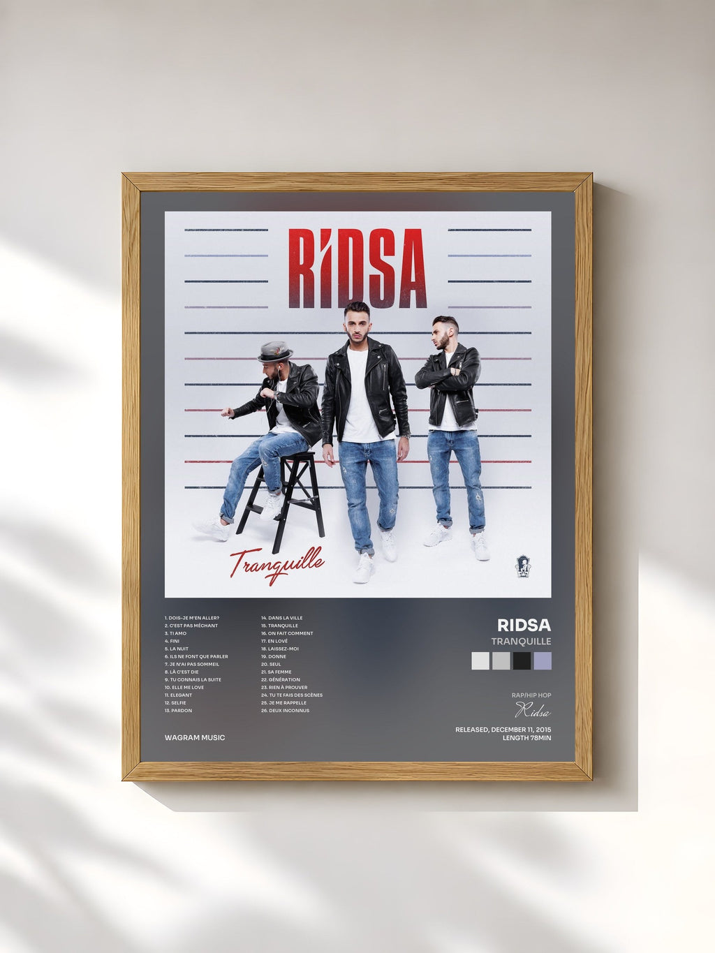 #bois Tableau de l'album Tranquille de Ridsa, cadre en bois brut, imprimé et encadré en France