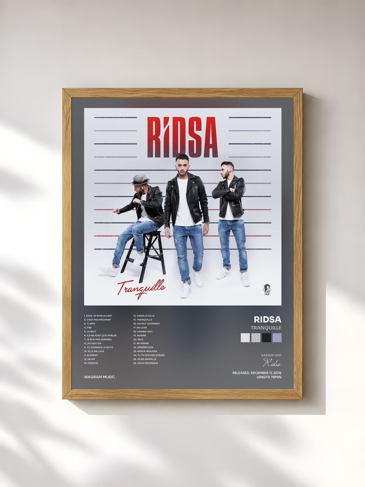 #bois Tableau de l'album Tranquille de Ridsa, cadre en bois brut, imprimé et encadré en France
