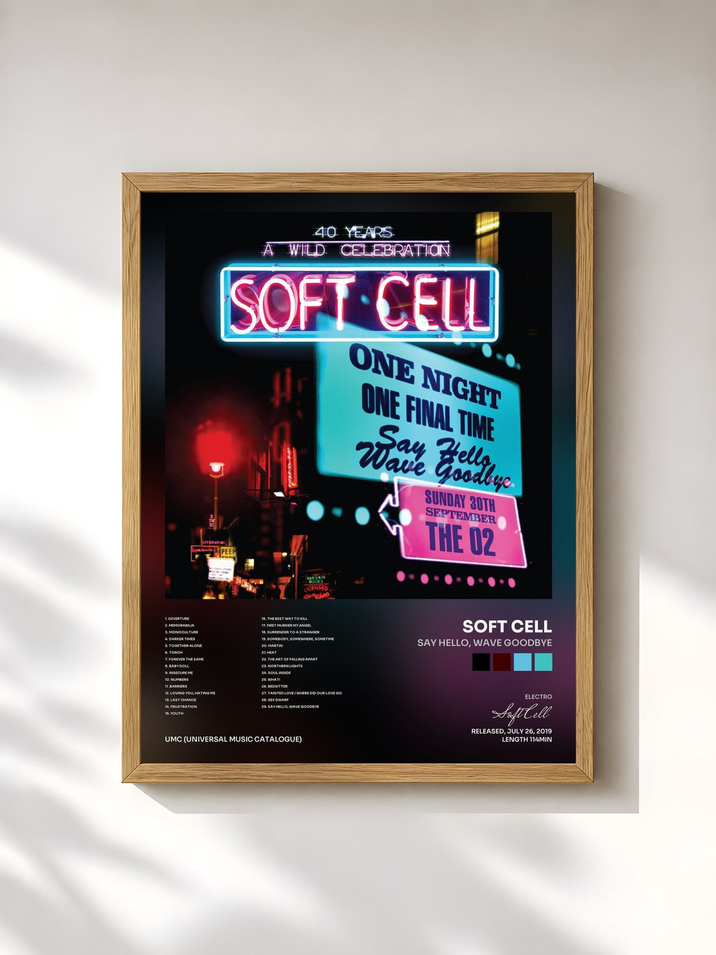 #bois Tableau de l'album Say Hello, Wave Goodbye de Soft Cell, cadre en bois brut, imprimé et encadré en France