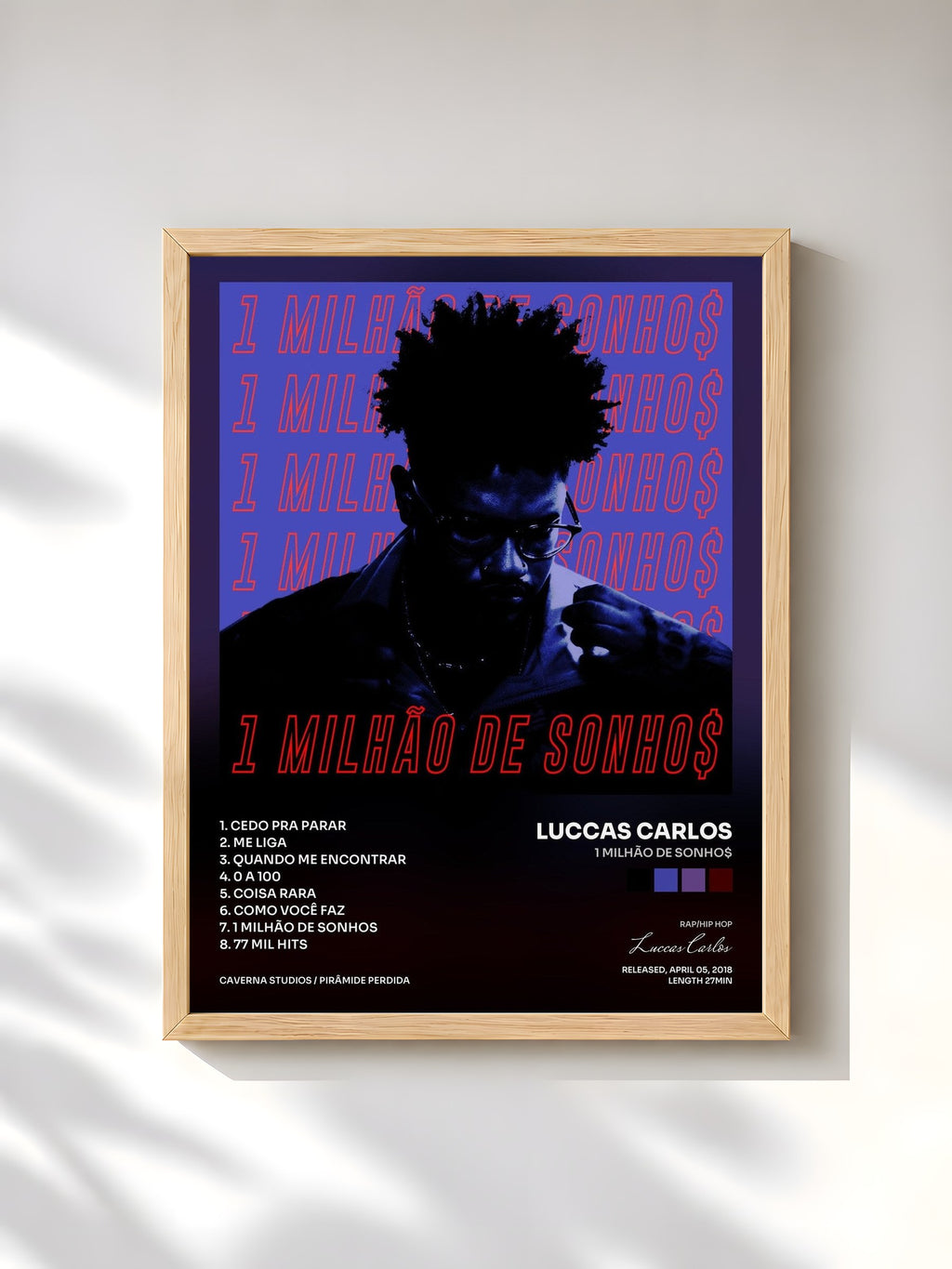 #bois Tableau de l'album 1 Milhão de Sonho$ de Luccas Carlos, cadre en bois brut, imprimé et encadré en France