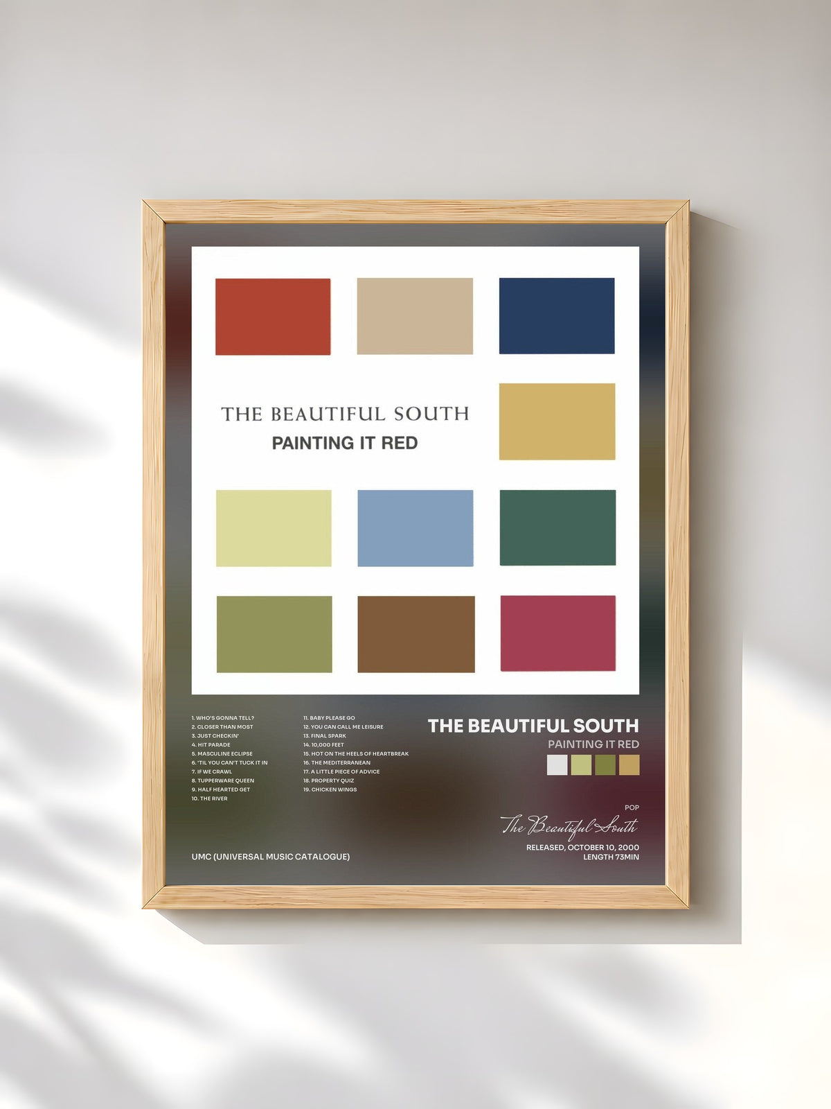 #bois Tableau de l'album Painting It Red de The Beautiful South, cadre en bois brut, imprimé et encadré en France