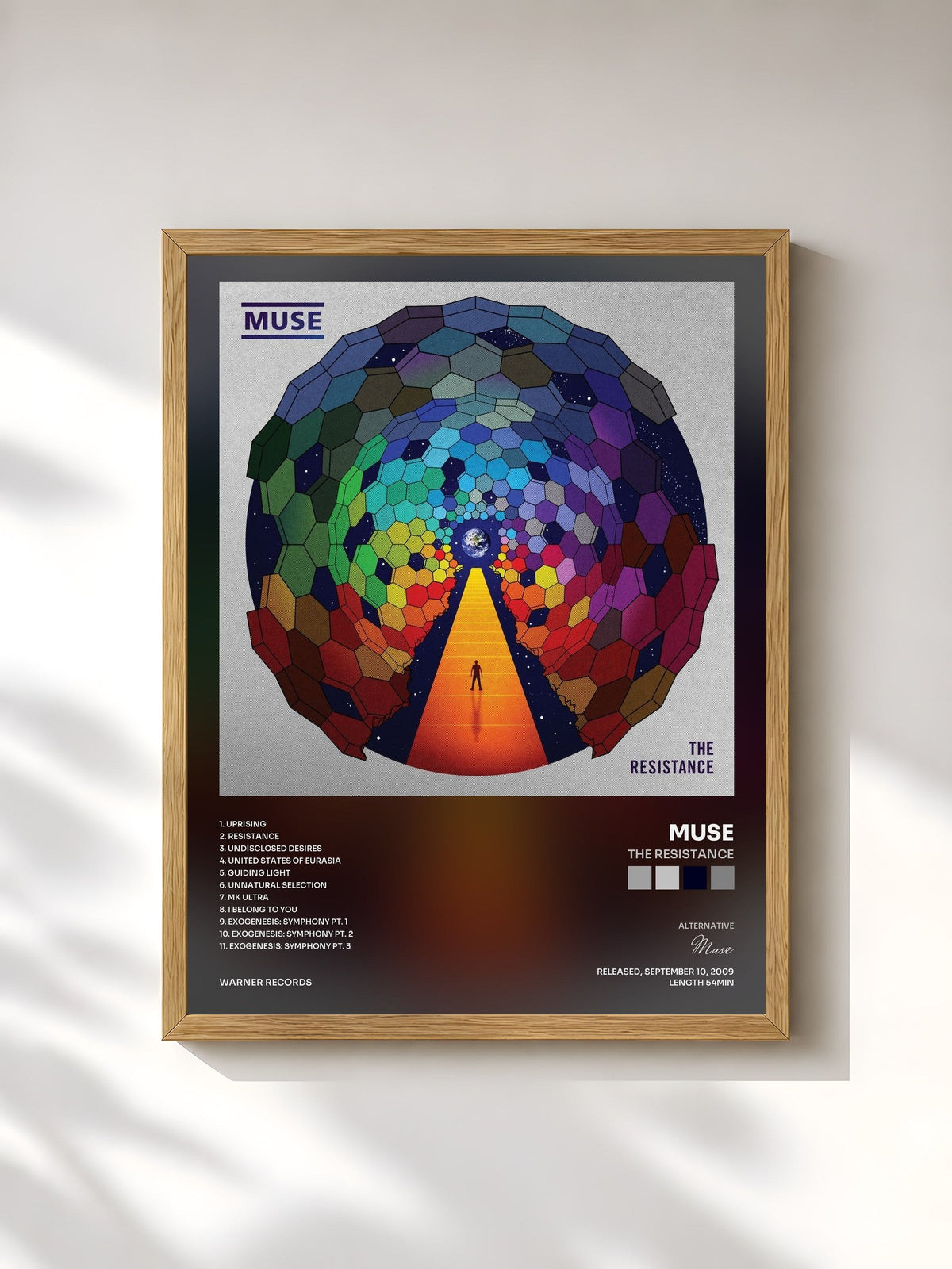 #bois Tableau de l'album The Resistance de Muse, cadre en bois brut, imprimé et encadré en France